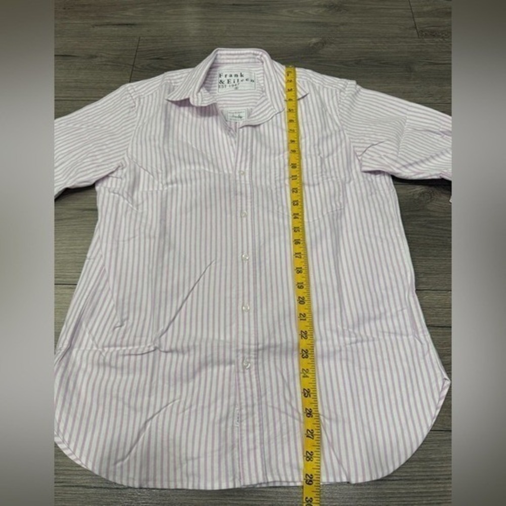 Frank & Eileen Joedy Boyfriend Cotton Button-Up Shirt WIDE PURPLE STRIPE NEW‎ S - Picture 9 of 12
